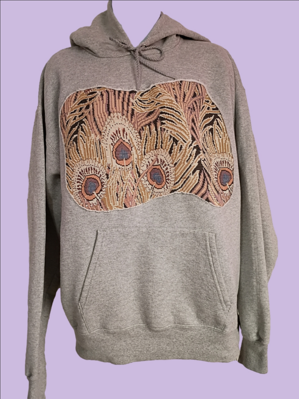 Peacock Feather Panel Reworked Hoodie